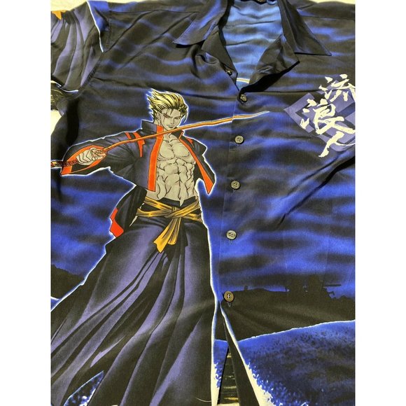 Mecca Clothing Company Size XXL Blue Shirt  Samurai Graphic Big And Tall - Picture 2 of 8